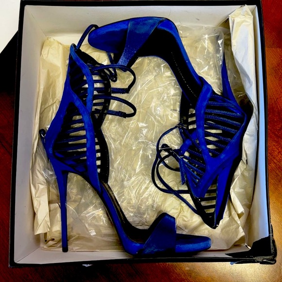 Rare Giuseppe Zanotti Caged Gladiator Stilettos Cobalt Blue GUC EU 39 - Picture 9 of 9